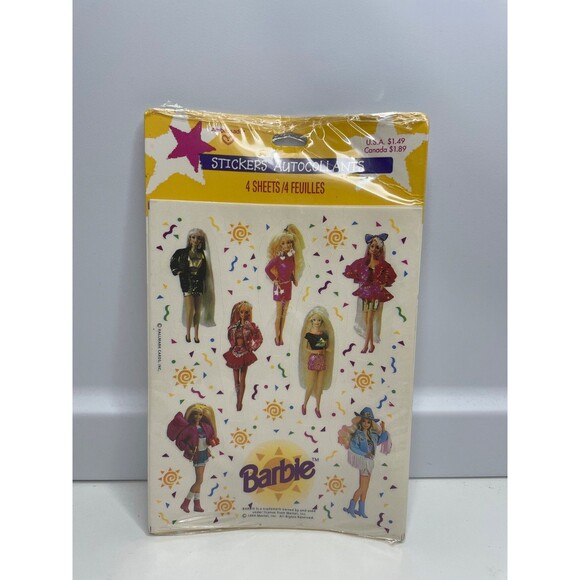 new Vintage Barbie Mattel Sticker 1994 - 4 Sheets - Picture 1 of 6